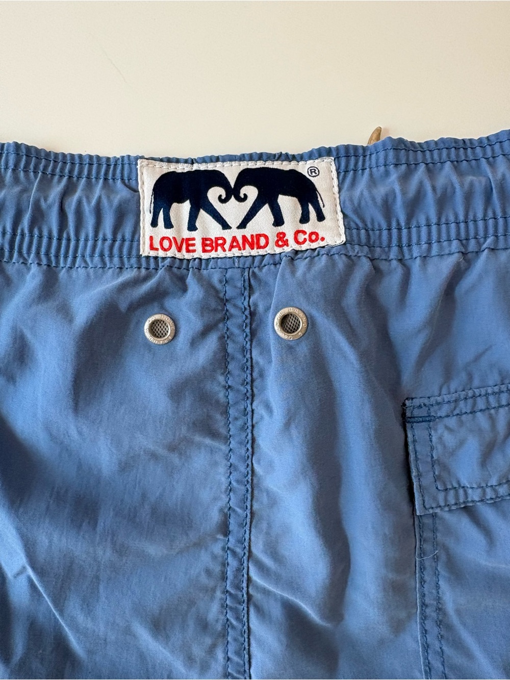 Love Brand & Co. Logo-Patch Men’s XXL Blue Drawstring Liner Swim Shorts Pockets